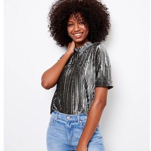 LOFT Velour Mock Neck Top NWT, 16/18